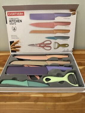 EVDRTVERH Corrugated 6-Piece Knife Set Kitchen Star Collection New